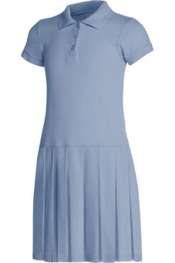 Girl's Short Sleeve Pique Polo Dress - Image 2