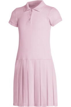 Girl's Short Sleeve Pique Polo Dress - Image 3
