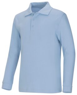 Youth Unisex Long Sleeve Interlock Polo Shirt - Image 2