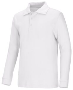 Youth Unisex Long Sleeve Interlock Polo Shirt - Image 3