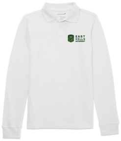 Youth Unisex Long Sleeve Interlock Polo Shirt - Image 2